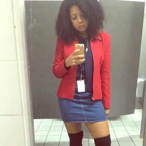 Talbots red zip up blazer jacket